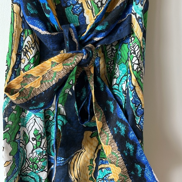 Kobi Halperin Sophie Tropical Multicolor Printed Belt Tie Flare Linen Dress S - Picture 8 of 12